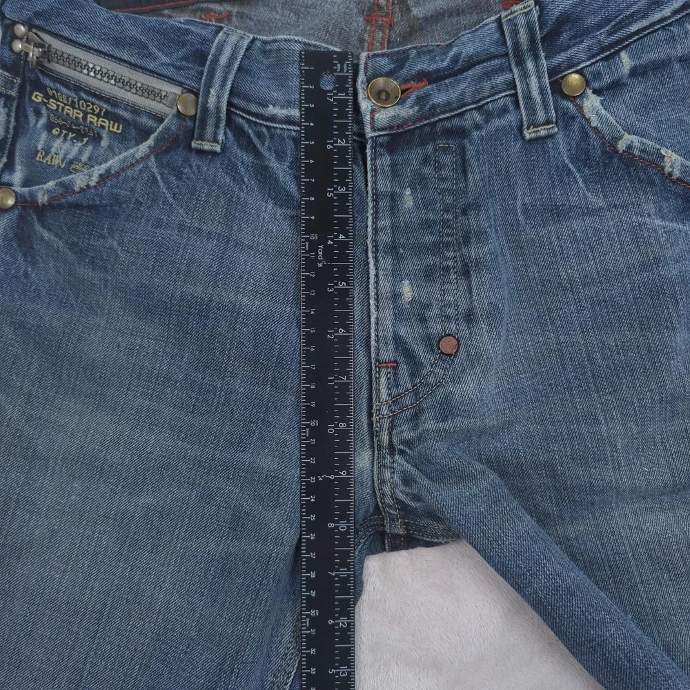 G-Star Raw Studs Straight Jeans Mens 34x32 Blue Denim Button Fly Studded Pockets